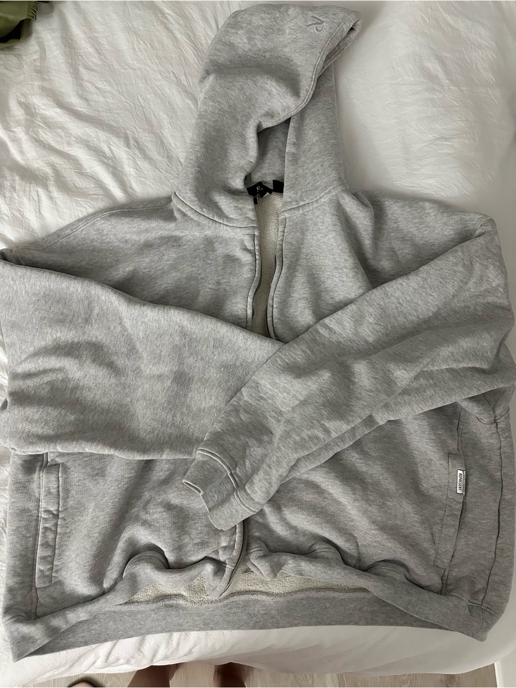 Represent Gray Zip-Up Boxy Hoodie